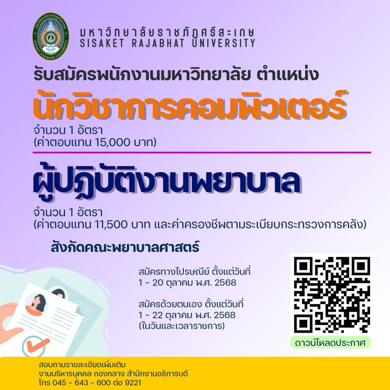 ประกาศรับสมัครพนักงานมหาวิทยาลัย สังกัดคณะพยาบาลศาสตร์